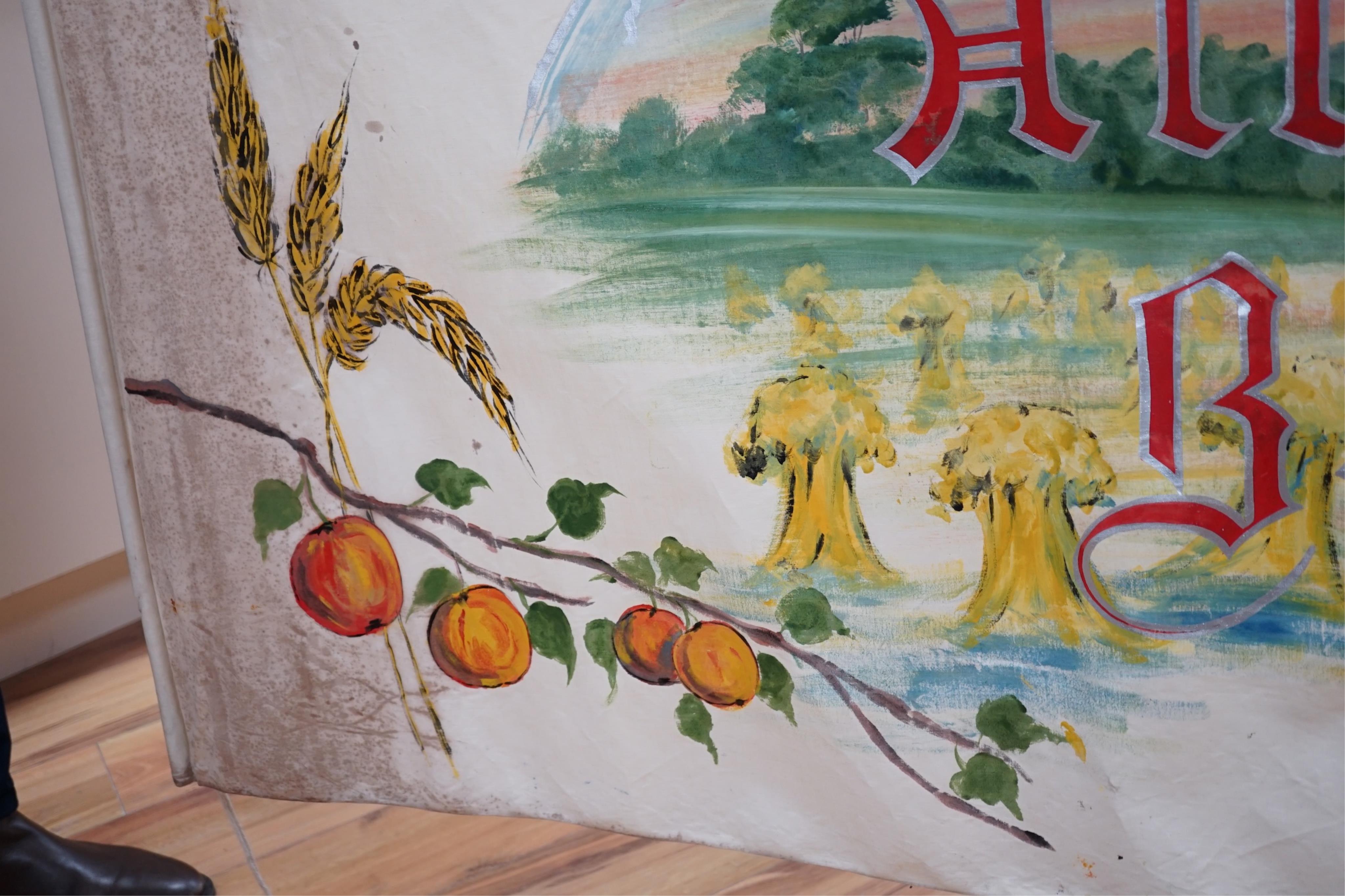 A large hand painted Baptist Revival banner, probably American, 135cm high. Condition - fair